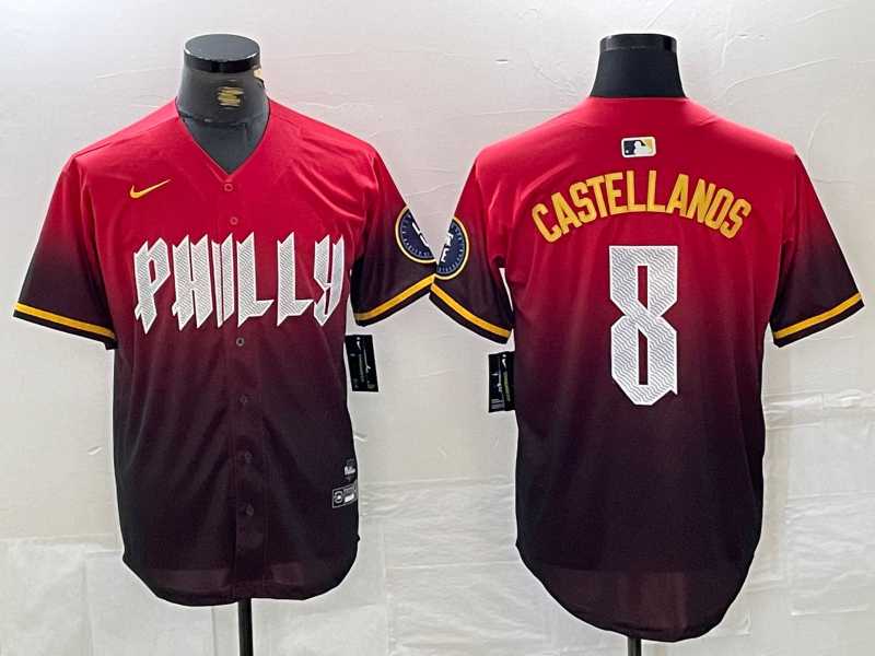 Mens Philadelphia Phillies #8 Nick Castellanos Red 2024 City Cool Base Jersey